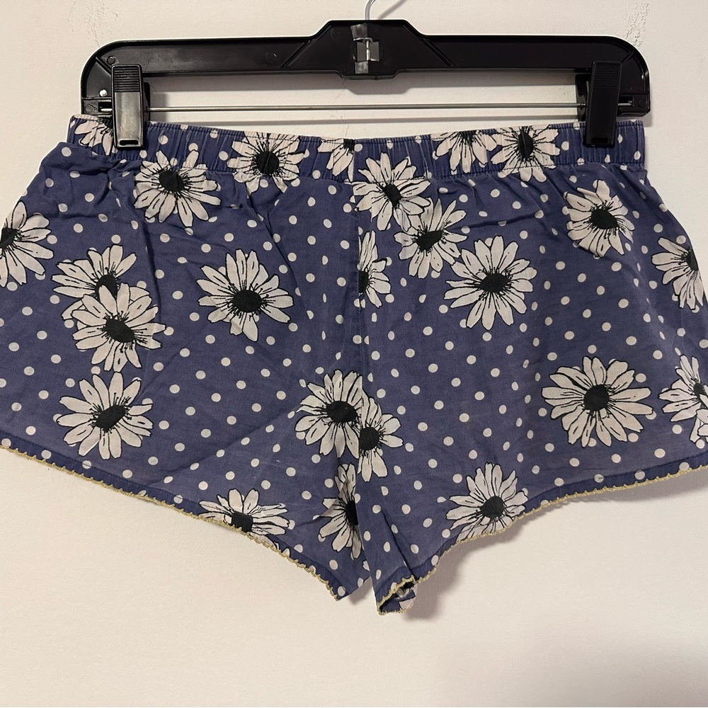 VICTORIA'S SECRET Small Blue Yellow White Daisy Sleep Shorts Loungewear Comfy